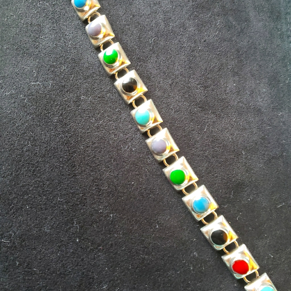 Multi-stone Sterling Silver Bracelet